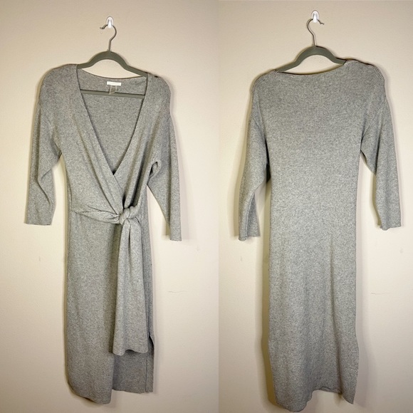 Nothing Fits But | Wrap Wool Knit Nursing Sweater Dress In Grey One Size! - Picture 4 of 7